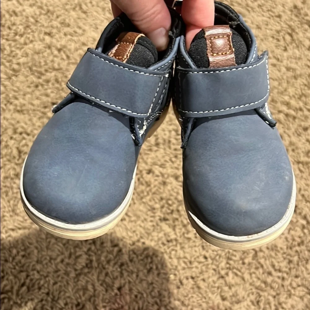 Blue Casual Boots with Velcro Closure and Soft Material
